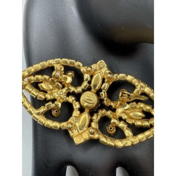 Vintage Gold Tone Rhinestones Brooch Pin Made in Austria - Picture 6 of 6